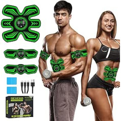 Abdominal Muscle Trainer, EMS Training Device, Abdominal Trainer, Safe Effective Fast EMS Training Device, Full Body Muscle Trainer, 8 Modes and 15 Intensities, Pack of 10 Replacement Hydrogels