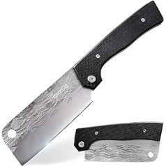 Omesio Folding Knife, Large Blade, Two-Handed Knife, Legal in Germany, Carry with G10 Handle, Pocket Knife, Ideal for Use in the Kitchen, Outdoor and Camping