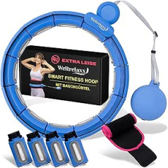 WELLRELAXX Smart Hula Hoop Quiet ar notievēšanas jostu - Aizsargā ādu un apģērbu - Smart Hoola Hoop Pieaugušais - Hula Hoop ar svaru līdz 113 cm apkārtmērs - Smart Hula Hoop Pieaugušo svara zudums