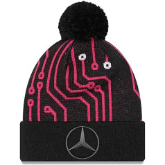 New Era - Mercedes Esports Allover Print Cuff Knit Bobble Beanie, melna