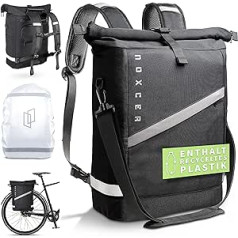 Noxcer 2-in-1 velosipēdu soma Pannier bagāžniekam un velkamajai mugursomai, 25 l tilpums, ūdeni atgrūdoša, atstarojoša velosipēdu bagāžnieka soma, mugursoma ar klēpjdatora nodalījumu universitātei, skolai, darbam, vīriešiem un sievietēm