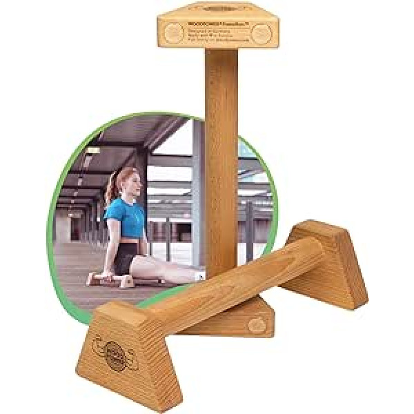 WOODPOWER® PowerBars koka paraletes Locītavām draudzīgi atspiešanās roku stienīši, stieņi uz rokām un mini stieņi, neslīdoši lietošanai iekštelpās un ārā, kursē, ķermeņa svara treniņiem un jogai (XS — garie)