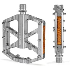 MZYRH velosipēdu pedāļi ar atstarojošām sloksnēm, neslīdoši MTB pedāļi, CNC alumīnija sakausējuma velosipēdu pedāļi, 3 noslēgti gultņi 9/16 collu pedāļi kalnu velosipēdam, šosejas velosipēdam, MTB, e-velosipēdam