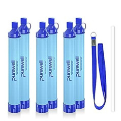 Purewell Outdoor Water Filter Personal Water Filtration Straw Emergency Survival Gear Water Purifier for Camping Hiking Climbing Backpacking