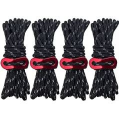 LFDecor 4 stücke Multifunktionszelt Seil Reflektierende Zelt Guy Linie Fallschirmband Lanyard Outdoor Camping Wandern Dauerhaftes Zeltzubehör (Color : Black-B)