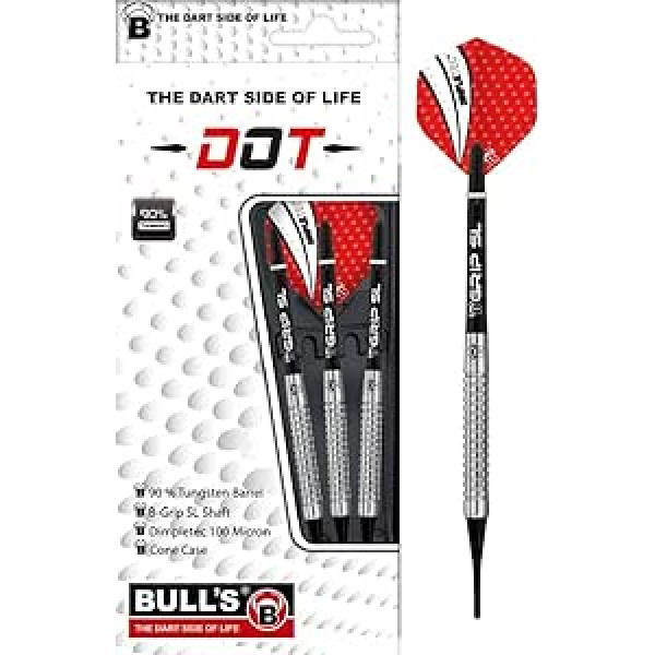 „Dot Soft Dart“, skirtingos sukibimo zonos ir įpjovos daro šį aukščiausios kokybės smiginį iš 90 % volframo pagamintą individualų, idealiai tinkantį metimo stiliui surasti ir optimizuoti.