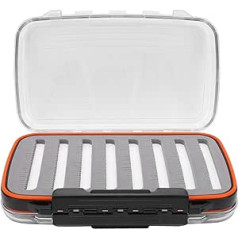 Bnineteenteam Fly Lure Case, PP Waterproof Double-Sided Fishing Lure Box Black & Orange Fly Baits Storage Container Fishing Tackle Accessory Box
