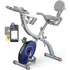 MERACH Folding Home Fitness Bike - 4 in 1 Magnetic Stand Bike with 16x Resistance, Exclusive App, 300 lbs Load Capacity and Large Comfortable Seat Cushion