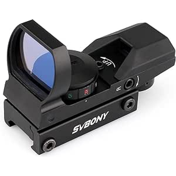 Svbony Reflex tēmēklis, Red Dot tēmēklis ar 20 mm/22 mm sliedes stiprinājumu, 4 tīkliem un 5 spilgtuma līmeņu hologrāfisko tēmekli, āra aktivitātēm