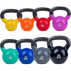 Sport-Thieme vinila kettlebell, čuguna svara bumba ar mīkstu vinila virsmu, pieejamas 8 svara variācijās: 4-24 kg, zīmola kvalitāte