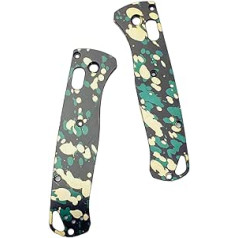 Aibote 1 Pair Camouflage Oxidation Aluminium Alloy Grip Scales Replacement Handles Designed for Benchmade Bugout 535 DIY Tool Grips Patch (Jungle Camouflage)