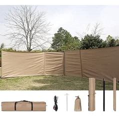 Kempings Windbreak 600 x 120 cm Pludmales vējstikla aizsargstikla vairogs ar atbalsta stieņiem, piknika sānu sienas privātuma ekrāns, salokāms šķīvis dārza ogļu griliem