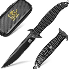 LOTHAR Phoenix Folding Knife, Sharp Blade Hunting Knife Made of D2 Steel, One-Handed Knife, Outdoor Knife with G10 Handle, for Outdoor Camping, Hunting and Fishing, Gifts for Men