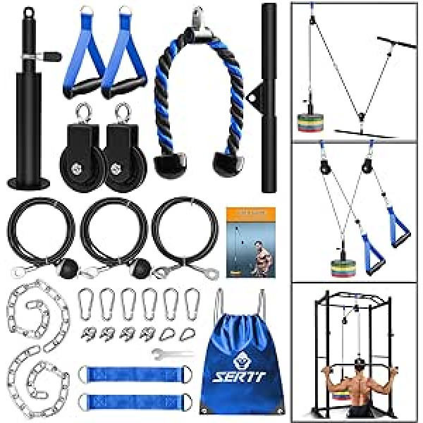 SERTT Weight Rope Fitness Gym, Uzlabots Cable Pull Fitness Lat Pulldown Gym Fitnesa aprīkojums priekš LAT Pull Down, Bicep Curl, Triceps, Arm Training Weight Disc System Papildaprīkojums