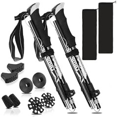 Trekking Poles - 2 Pack Collapsible Aluminum Hiking Poles with Quick Lock System 7075 Aluminum, Folding,Eva Foam Handles with Adjustable Strap for Camping, Backpacking, Mountaineering