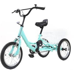 14 Inch Kids Tricycle, Steel 3 Wheel Bicycle, Boys Girls 3 Wheel Bicycle, Single Speed Tricycle, 1 Speed 3 Wheel Bicycle, Tricycle with Basket