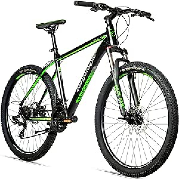 Bergsteiger Makalu 26 collu kalnu velosipēds alumīnijs, piemērots no 150 cm, disku bremzes, Shimano 21 ātruma pārnesumi, Hardtail, zēnu velosipēds un vīriešu velosipēds