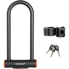 INTEKIN Bike U Lock Lieljaudas velosipēda slēdzene 16 mm U slēdzene velosipēdam Lieljaudas U slēdzene ar izturīgu kronšteinu šosejas velosipēdiem, lieliem kalnu velosipēdiem