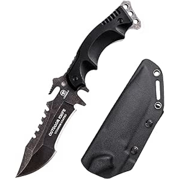 Tansole Outdoor Knife 11.8 cm Fixed Blade Hunting Knife for Bushcraft Survival Camping Outdoor Knife Survival Knife (Kydex Sheath)