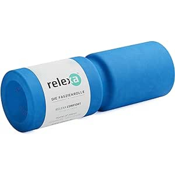 relexa Comfort Foam Roller, Masāžas veltnis ar riņķveida rievu mugurkaulam, Visa ķermeņa pašmasāža sasprindzinājumam, t.sk. Fascia e-grāmata, 38 x 13 cm (L x diametrs) dažādās krāsās