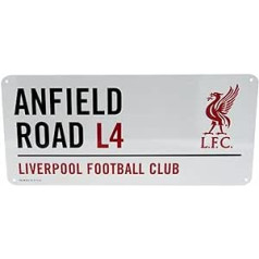 Liverpūles oficiālā Anfield Road L4 metāla ielas zīme — daudzkrāsains