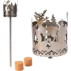 Garden Torch for Outdoor Use Deer Motif 2 x Fuel Elements - Wood Chips with Wax - Swedish Torch Pellet Torch Fire Column Flame Bowls Wax Torch Garden Light