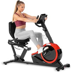 Hop-Sport HS-060L Reclining Exercise Bike with Hand Pulse Sensors, 15 kg Flywheel Mass, 8 Resistance Levels, Seat Ergometer for Seniors Max. User Weight 130 kg