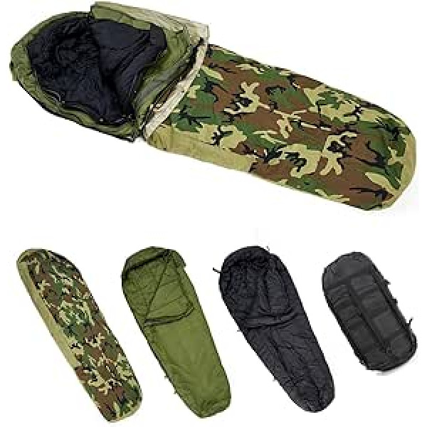 Daugiasluoksnė MT karinio miegmaišio sistema su Bivy Cover All Seasons Woodland Multicam