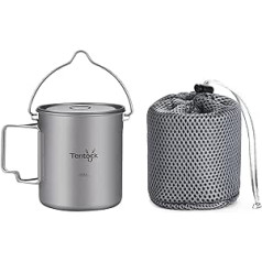 Tentock Outdoor Titanium Mug 750 ml Camping Titanium Pot Ultralight Titanium Cup ar vāku un nolokāmu rokturi, pārnēsājama kafijas krūze Tējas krūze pārgājieniem piknikam iekštelpās (750 ml)