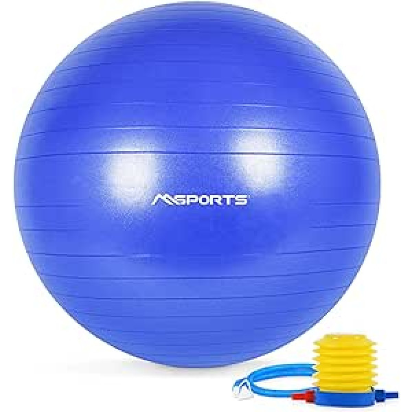 MSPORTS Premium Anti-Burst Exercise Ball with Pump and Free Workout App 55 cm - 105 cm Sitting Ball Including Exercise Poster Medicine Ball