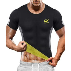 LAZAWG Vīriešu pirts T-krekls Sviedru tērps Body Shaper Workout Neoprēna Tank Top Treniņjakas Apģērbs Fitness Īsām piedurknēm