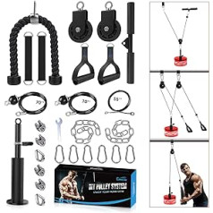 Concho Seilzugsystem für Fitnessstudio, verbessertes Gewichts-Riemenscheibensystem mit 3 abnehmbaren Griffen, Lat- und Lift-Riemenscheiben-Aufsätze für Bizeps-Curl, Trizeps, Brust-Workout – DIY Home