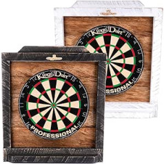 Kings Dart Dartboard Surround Pine | Priedes masīvkoks vintage izskatā | Optiskā apmale šautriņu dēļam | Sienu aizsardzība | Šautriņu turētājs 6 bultām