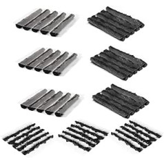 Albedel 45 Pieces for 3 Sizes Bike Tubeless Tyre Repair Kit Strips Rope Refill Plugs 1.5 mm 3.5 mm 6 mm Emergency Punches Flat for Road Bikes Mountain Bikes Black