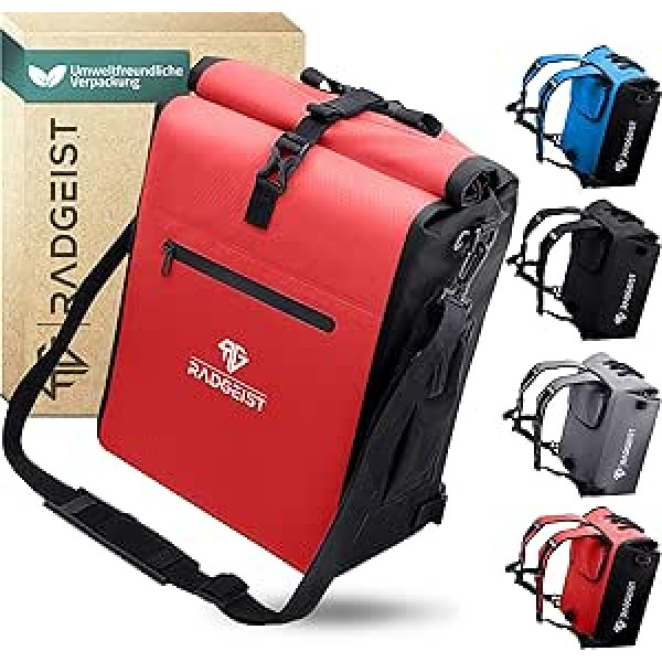 RADGEIST 3-in-1 velosoma bagāžas nodalījumam, velosipēda mugursoma, bagāžas nodalījuma soma, plecu soma, ar klēpjdatora nodalījumu, ūdensizturīgs, 25 l, sarkans