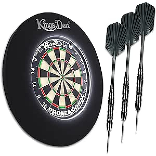 Kings Dart Vision LED šautriņu dēļa komplekts | One Piece Lightning XL Surround Diametrs 71 cm | Sizala sari | 0,7 mm zirnekļa lauka robeža | 24 g tērauda šautra | Dažādas krāsas un dizaini