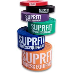 Suprfit Strength Band — dažādu stiprumu pretestības lentes, pretestības josla CrossFit, freeletics un spēka treniņiem, materiāls: latekss, stiprība: īpaši viegla (2,2 kg) līdz īpaši spēcīga (73 kg)