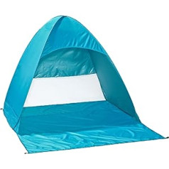 CelinaSun Beach Tent PES UPF 50+ UV Protection 4 People Blue Outdoor Beach Shelter Pop Up Tent Automatic with Pegs