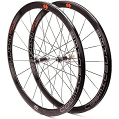 700c šosejas velosipēda disks, līdzsvara riteņu komplekts aizmugurējā riteņa priekšējais ritenis 40 mm V veida dubultsienu diski, 8-11 ātrumu kasetes oglekļa šķiedras rumba, V veida bremzes/loku bremzes 1900 g