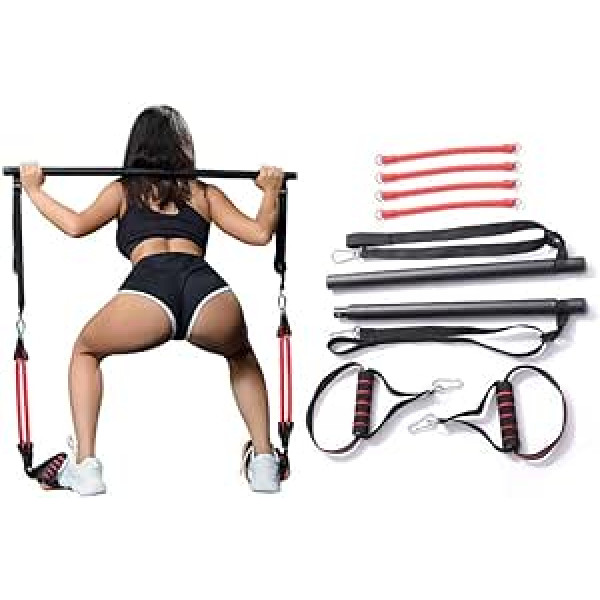 Liangzishop Pilates Stick Bar Multifunctional Exercise Resistance Band for Legs Butt Arms Shoulder Yoga Pilates Physiotherapy Workout Stretch Bands for Women