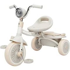 UBRAVOO Baby Tricycle, Foldable Toddler Tricycle with Pedals, Cool Lights, Robust Wheels and Comfortable Seat, Baby First Walker Tricycle for 1-5 Years Old Girls and Boys (White)