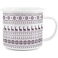 Weihnachtliche Emaille-Tasse – Weihnachtspullover Druck Camping Neuheit langlebig Heißgetränke Outdoor Tasse für Reisen Picknick Zuhause Wandern