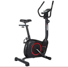 HAMMER Cardio T3 Exercise Bike Low Entry Resistance Ultra Quiet Fitness Bike Comfort Saddle Suitable for Seniors Table Holder 90 x 46 x 137 cm