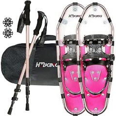 Lightweight Snow Shoes for Women, Men, Teens, Kids, Aluminium All Terrain Snow Shoes with Adjustable Trekking Poles and Heavy Duty Carry Bag, 14