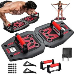 BLWL Push Up Board, Push Up Board 9 vienā, ar push up rokturiem un pretestības lentēm, ideāli piemērots fitnesa un mājas vingrinājumiem