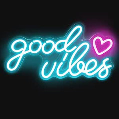 panthema Good Vibes neona izkārtņu gaismas, LED neona gaismas izkārtne ar akrila plāksni Goodvibes neona vārdu māksla Neona izkārtņu sienas dekorēšana guļamistabai, kafejnīcai, rotaļu istabai, bāram, kāzām, ballītei, alai