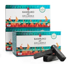 Set of 3 x 8 kg Bambuko Barbecue Briquettes Made of Bamboo, Smokeless and Very Hot