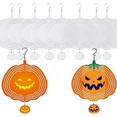 10 Pieces 8 Inch Sublimation Wind Spinner Blanks Pumpkin Shape 3D Aluminum Double Sided Sublimation Wind Powered Kinetic Sculpture Spinner Hanging for Yards and Gardens (Pumpkin)