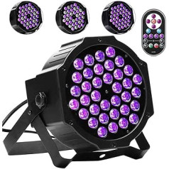 KRIDERISH 72 W juoda šviesa, 36 LED UV juodos šviesos lempa DMX512 su nuotolinio valdymo pulteliu, UV prožektorius vakarėliui, barui, scenai, Kalėdoms, Helovinui, vestuvėms