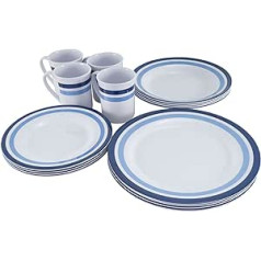 Outdoor Melamine Tableware Set 16 Pieces Camping Dinnerware Travel Picnic Plate Porcelain Look